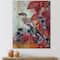 Designart - Little Gray Bird On Red Autumn On Blueberry Twig - Traditional Print on Natural Pine Wood